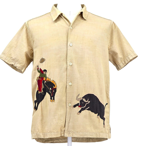 Americana Western Samuel Zelig Rodeo Camp Shirt Men’s S Embroidered USA
